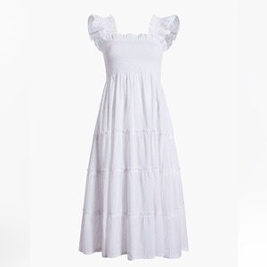 Hill House Ellie Nap Dress White with Blue Dot Pattern
